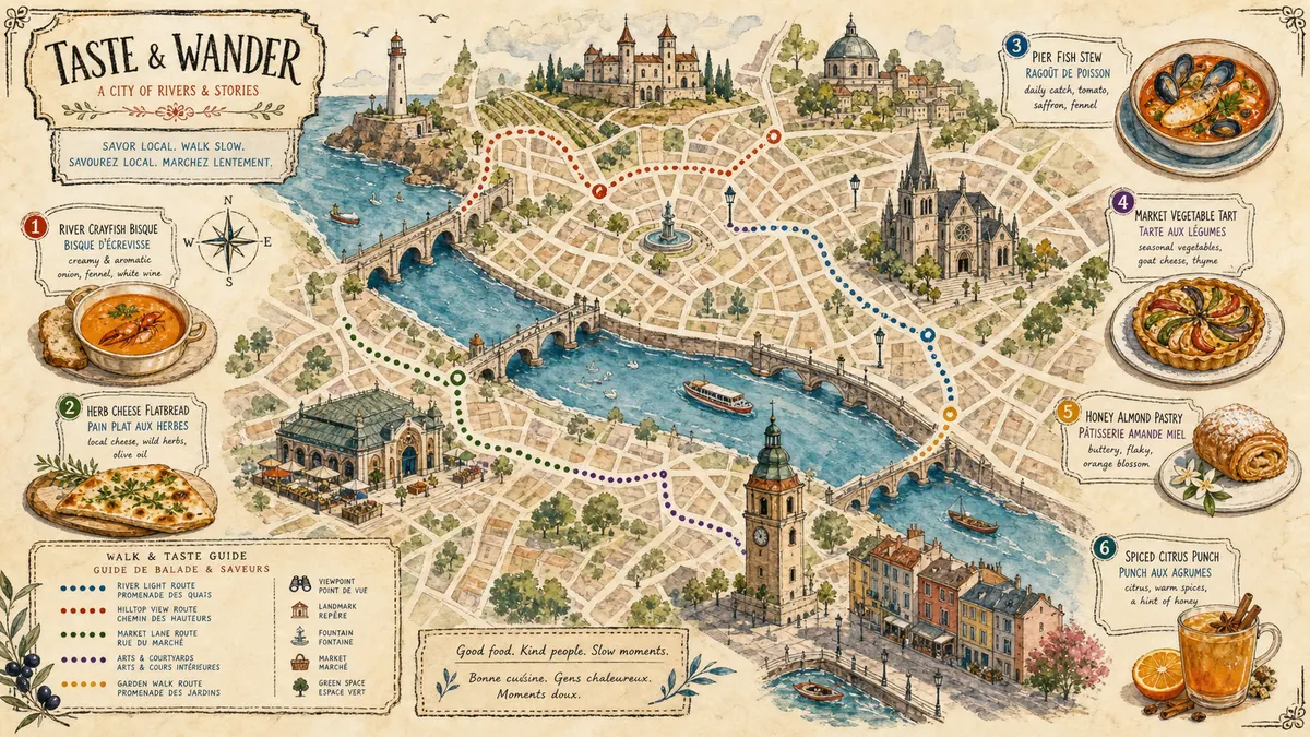 Illustrated city food map